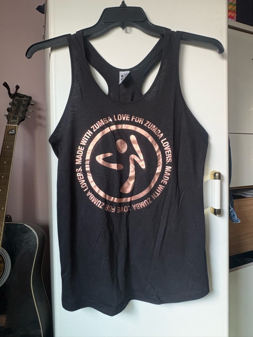 Zumba Fitness Black Racerback Tank with Rose Gold Logo